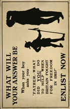 English WWI recruiting poster: What Will Your Answer Be 