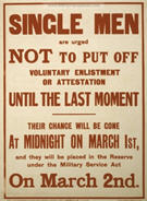 English WWI recruiting poster: Single Men...