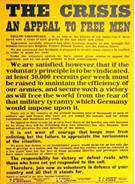 English WWI recruiting poster: The Crisis/An Appeal to Free Men 