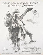 French WWI poster: Venez en aide aux soldats Alsaciens-Lorrains