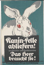 German WWI poster: Kanin-felle abliefern!