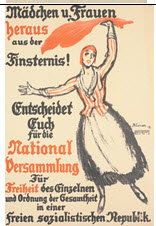 German WWI poster: Mädchen u. Frauenheraus aus der Finsternis!