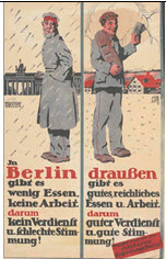 German WWI poster: In Berlin gibt es wenig Essen...