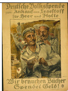 German WWI poster: Deutsche Volksspende zum Ankauf von Lesestoff...