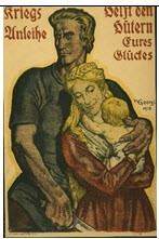 German WWI poster: Kriegs anleihe helft den Hütern eures Glückes