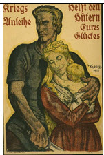 German WWI poster: Kriegsanleihe, helft den Hütern eures Glückes