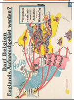 German WWI poster: Darf Belgien Englands Aufmarschgebiet werden?