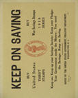 US WWI poster (general): Keep On Saving
