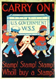 US WWI poster (general): Carry on! Stamp!
