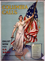 US WWI recruitment poster: Columbia Calls, Enlist Now