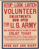 US WWI recruitment poster: Stop – Look – Listen