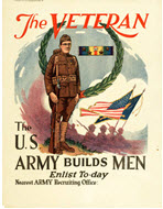 US WWI recruitment poster: The Veteran/The U.S. Army Builds Men 