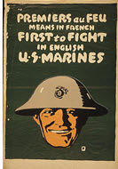 US WWI recruitment poster: Premiers au feu
