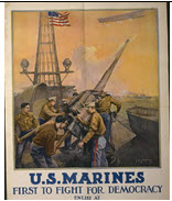 US WWI recruitment poster: U.S. Marines/First to Fight for Democracy