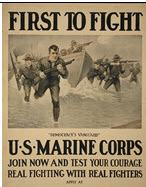 US WWI recruitment poster: First to Fight/Democracy's Vanguard 