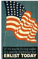US WWI recruitment poster: If It's Worth Living Under...