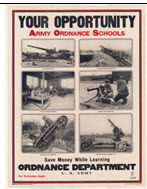 US WWI recruitment poster: Your Opportunity/Army Ordnance Schools 