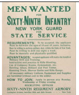 US WWI recruitment poster: Men Wanted for Sixty-ninth Infantry