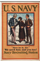 US WWI recruitment poster: U.S. Navy/Here He Is, Sir