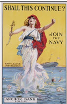 US WWI recruitment poster: Shall This Continue?