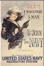 US WWI recruitment poster: Gee!! I Wish I Were a Man 