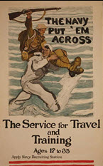 US WWI recruitment poster: The Navy/Put 'Em Across