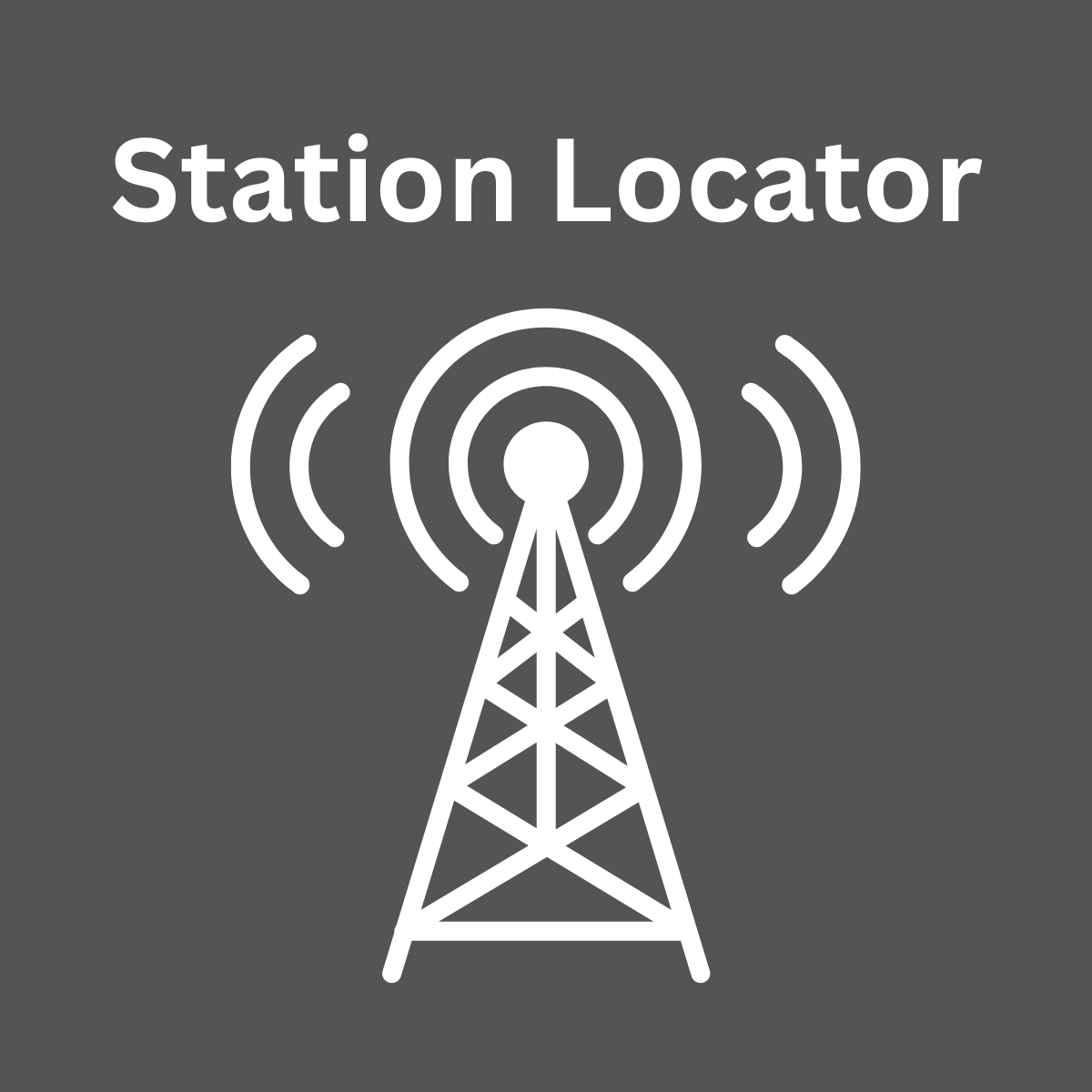 Station Locator logo, featuring a broadcast tower