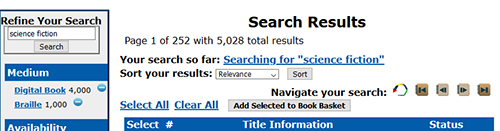search results displaying page numbers and descrptive words matching search criteria